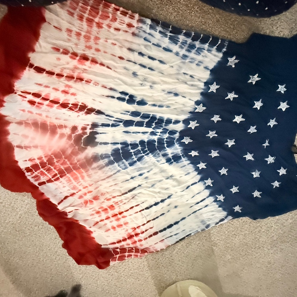 Red, White, and Blue Tie-Dye Star Dress